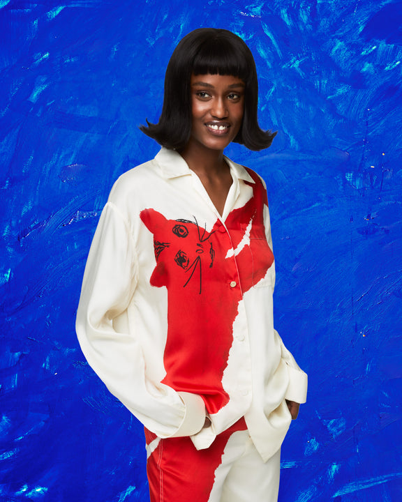 
MEERKAT PYJAMA SHIRT - RED/ECRU - AZ Factory
