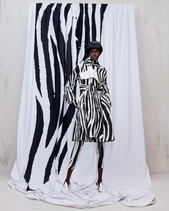 ZEBRA CAR COAT - BLACK / WHITE – AZ Factory - High-End Designer Fashion