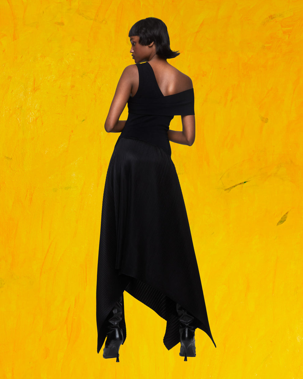 ASYMMETRIC SUNDANCE DRESS - BLACK - AZ Factory