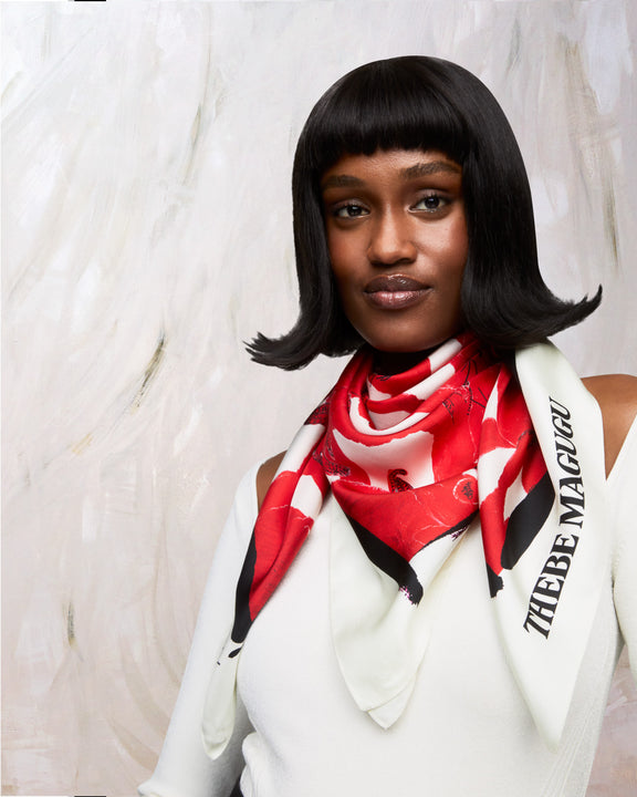 MEERKAT SILK SCARF - RED/ECRU - AZ Factory