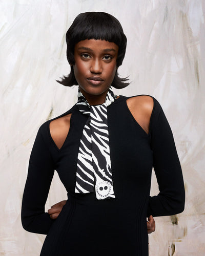 

ZEBRA SILK SCARF CHOKER - BLACK / WHITE - AZ Factory