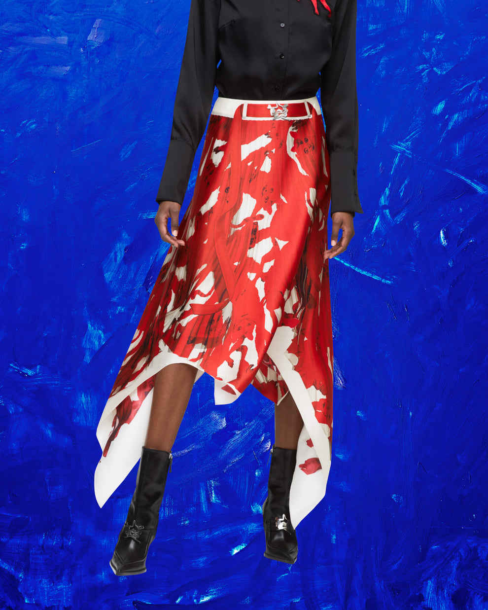 MEERKAT TROMPE L&#39;ŒIL SKIRT - RED/ECRU - AZ Factory