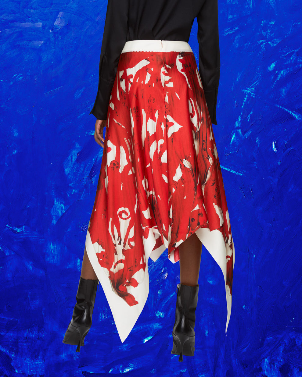 MEERKAT TROMPE L&#39;ŒIL SKIRT - RED/ECRU - AZ Factory