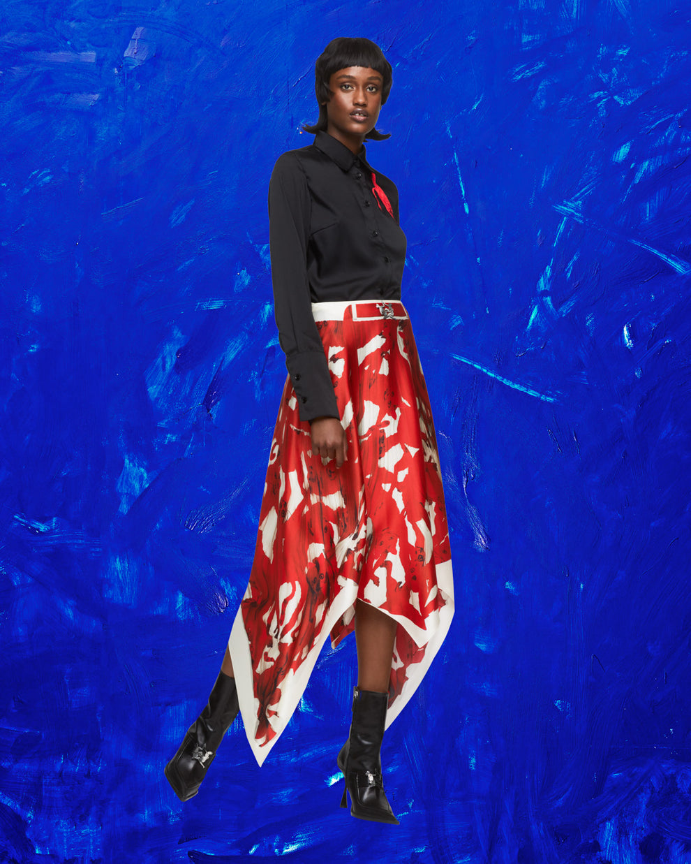 MEERKAT TROMPE L&#39;ŒIL SKIRT - RED/ECRU - AZ Factory