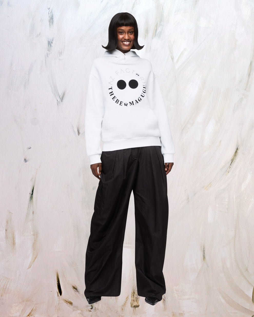 AZ FACTORY WITH THEBE MAGUGU LOGO HOODIE - WHITE - AZ Factory