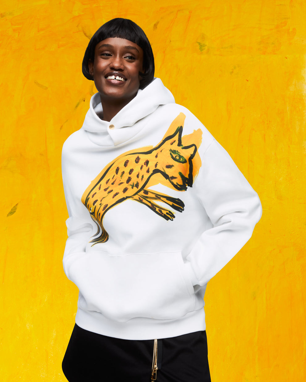 POUNCING CHEETAH HOODIE - WHITE - AZ Factory