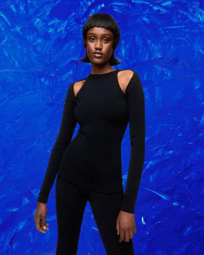 

KNIT CUT-OUT TOP - BLACK - AZ Factory