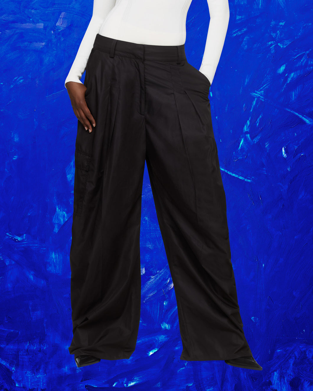 WIDE LEG TRACK PANTS - BLACK