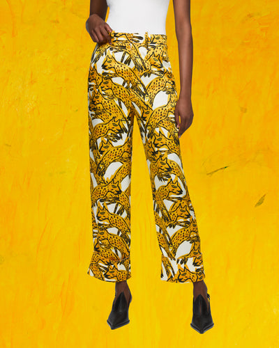 

POUNCING CHEETAH PYJAMA TROUSERS - IVORY/YELLOW - AZ Factory