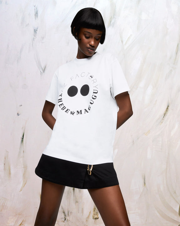 AZ FACTORY WITH THEBE MAGUGU LOGO T-SHIRT - WHITE - AZ Factory