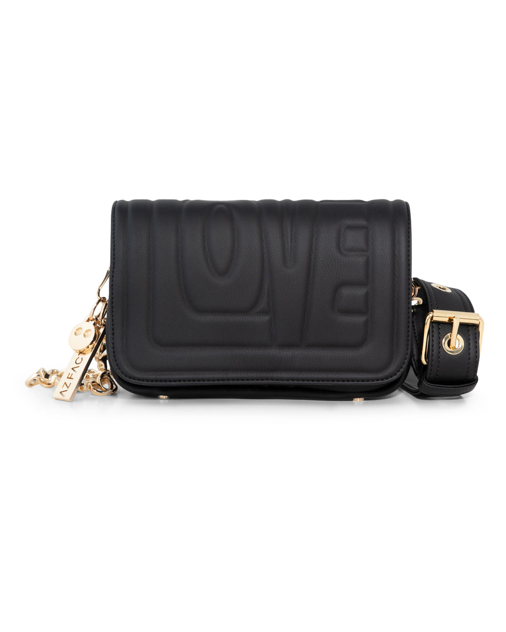 SMALL VEGAN LEATHER HUGGING BAG WITH LOVE - BLACK - AZ Factory