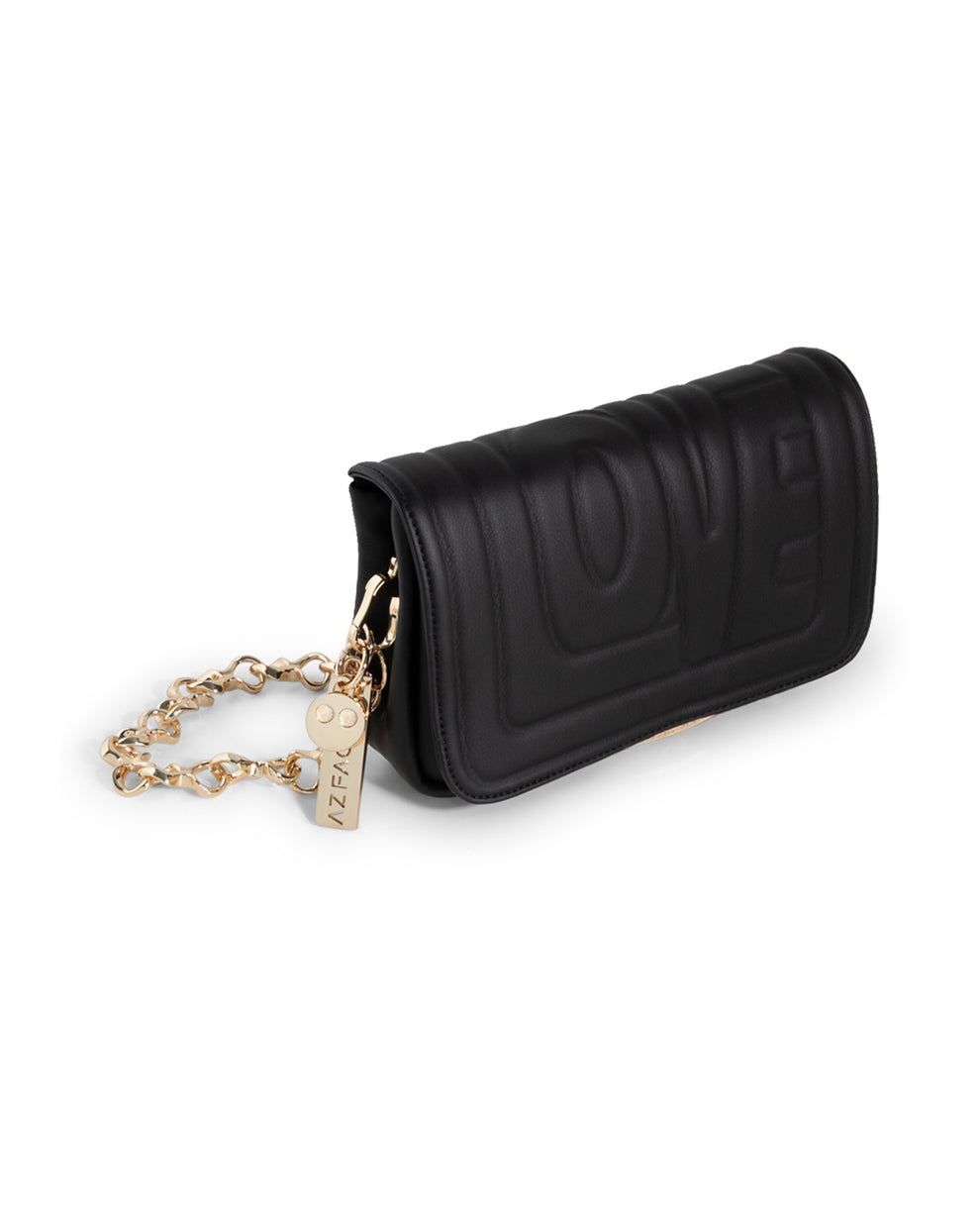 SMALL VEGAN LEATHER HUGGING BAG WITH LOVE - BLACK - AZ Factory