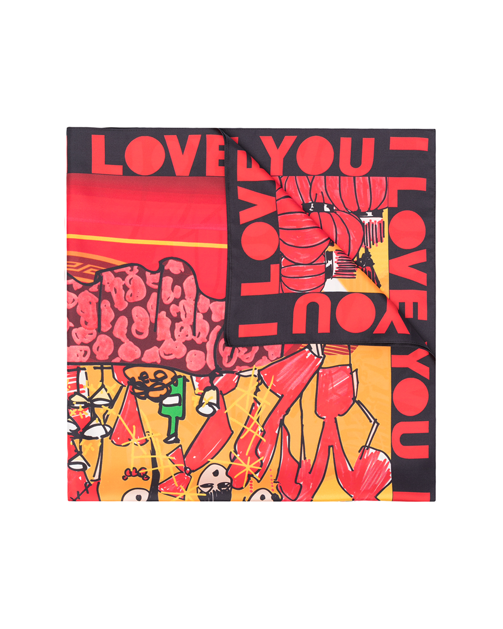 LUNAR NEW YEAR SILK SCARF - YELLOW / RED - AZ Factory