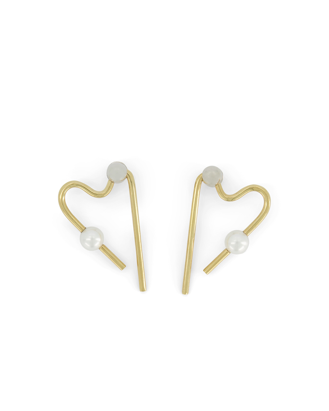SINGLE PEARL HEART EARRINGS - GOLD - AZ Factory