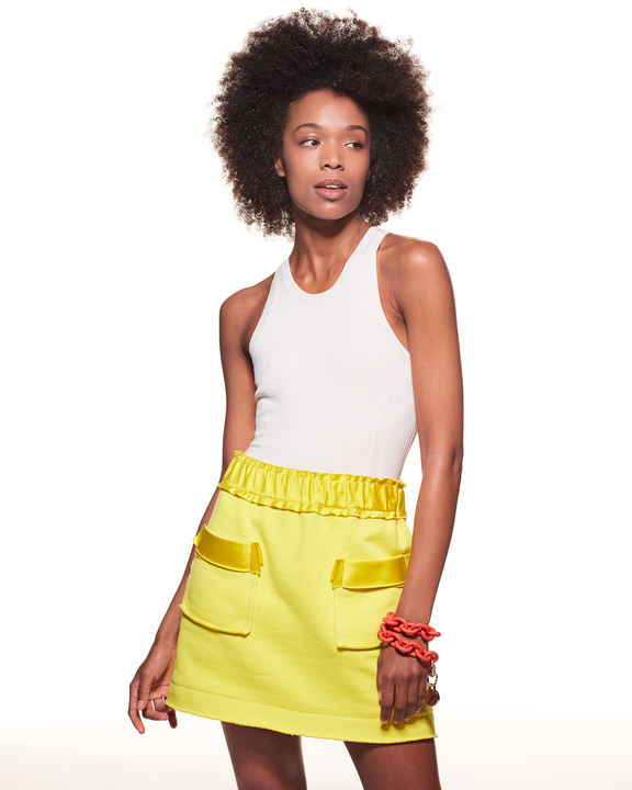 
ORGANIC COTTON SEACELL BLEND MINI SKIRT - YELLOW - AZ Factory