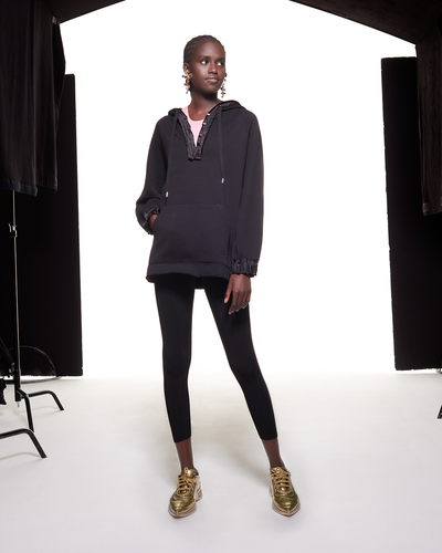 

ORGANIC COTTON SEACELL BLEND HOOK AND EYE HOODIE - BLACK - AZ Factory