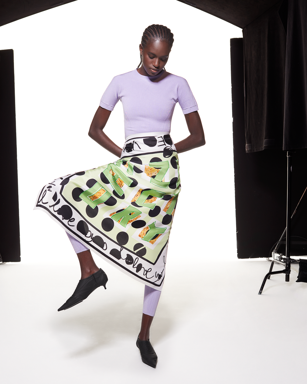 POLKA DOT PRINT SILK SCARF - GREEN - AZ Factory
