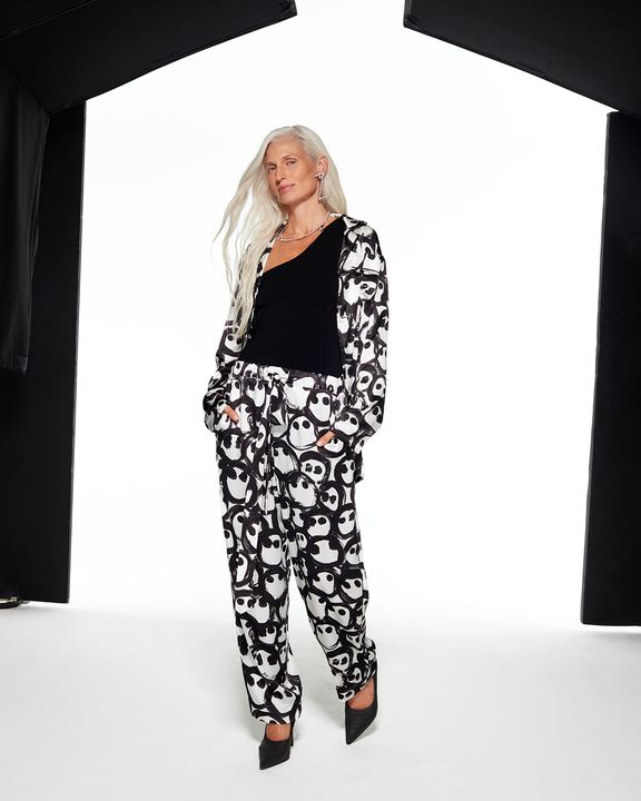 
SILK PYJAMA PANTS AMIGOMANIA - WHITE / BLACK - AZ Factory