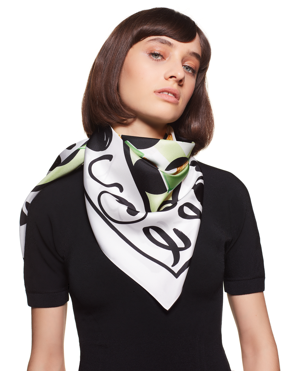 POLKA DOT PRINT SILK SCARF - GREEN - AZ Factory