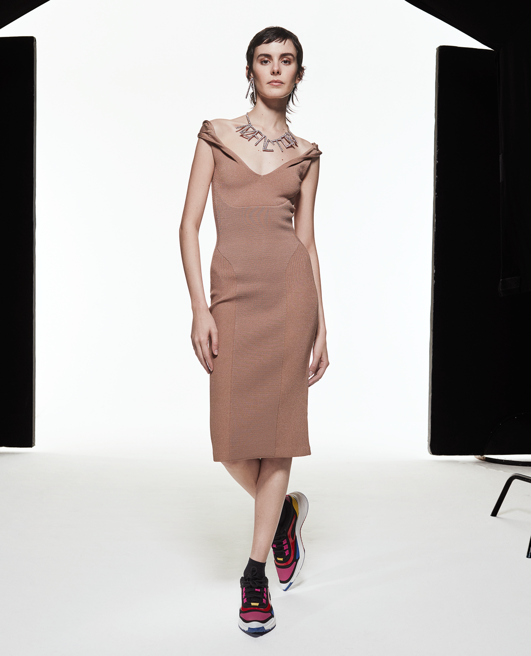 OFF SHOULDER DRESS - NUDE - AZ Factory