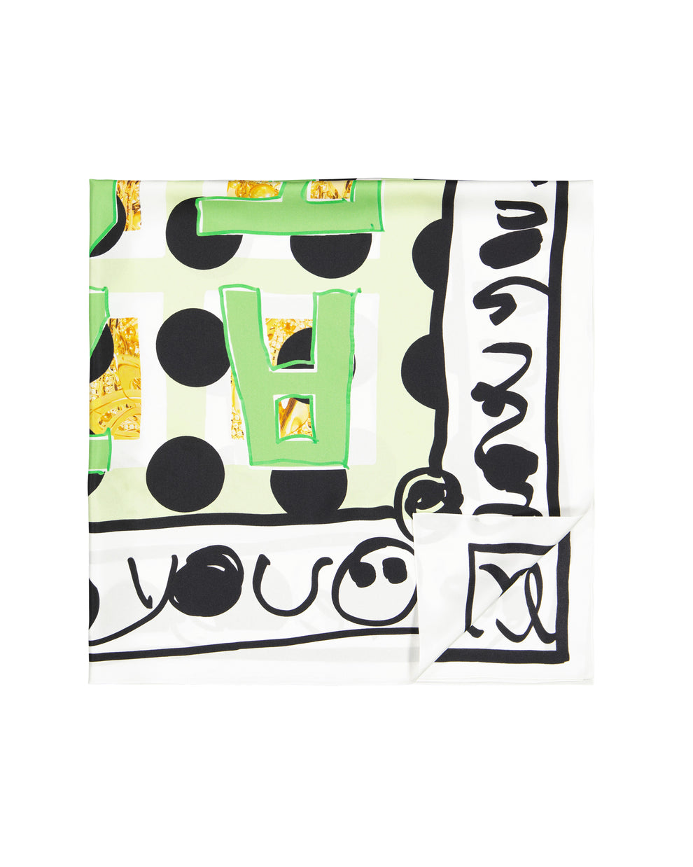POLKA DOT PRINT SILK SCARF - GREEN - AZ Factory